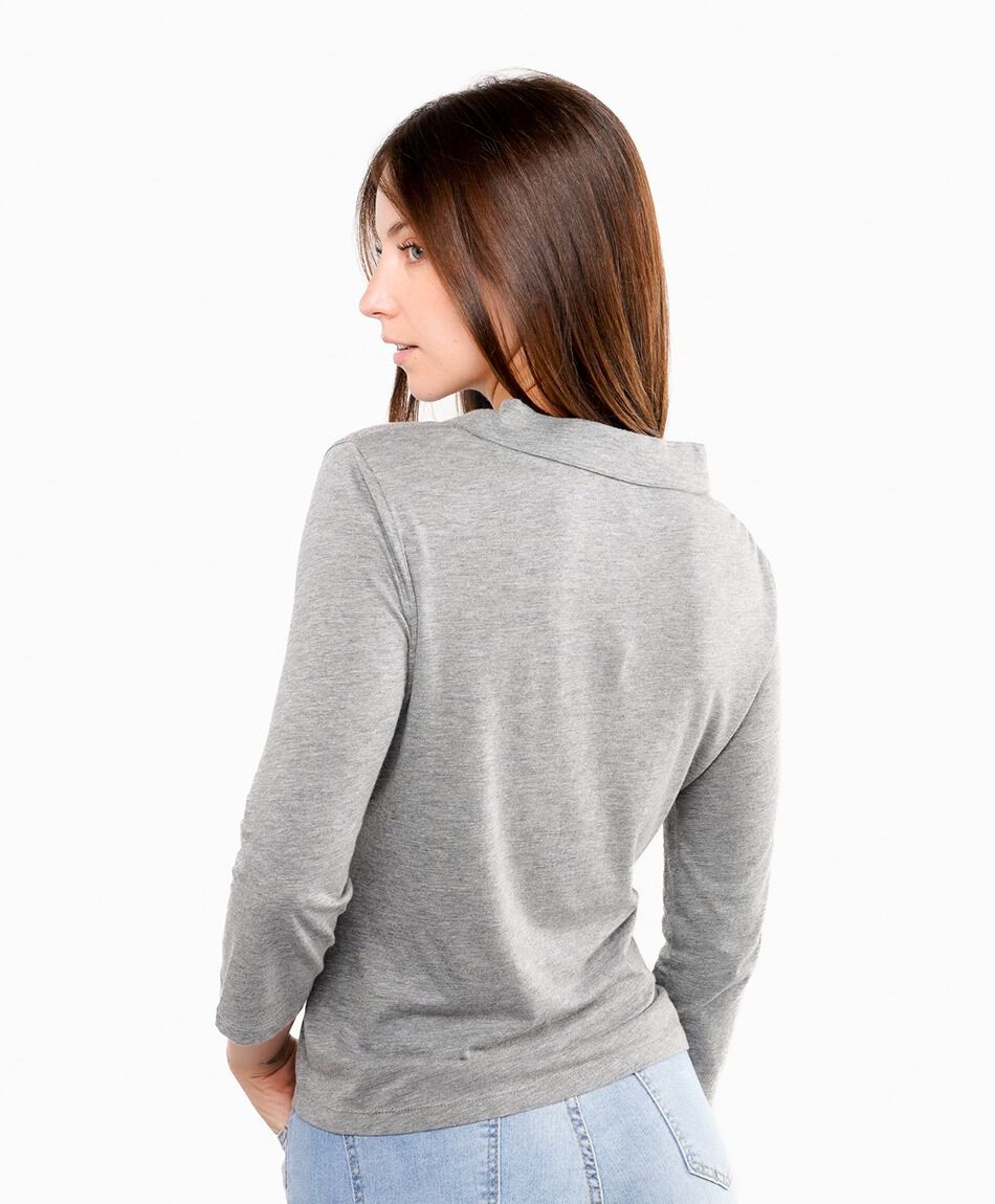 Polera mujer cuello polo grey