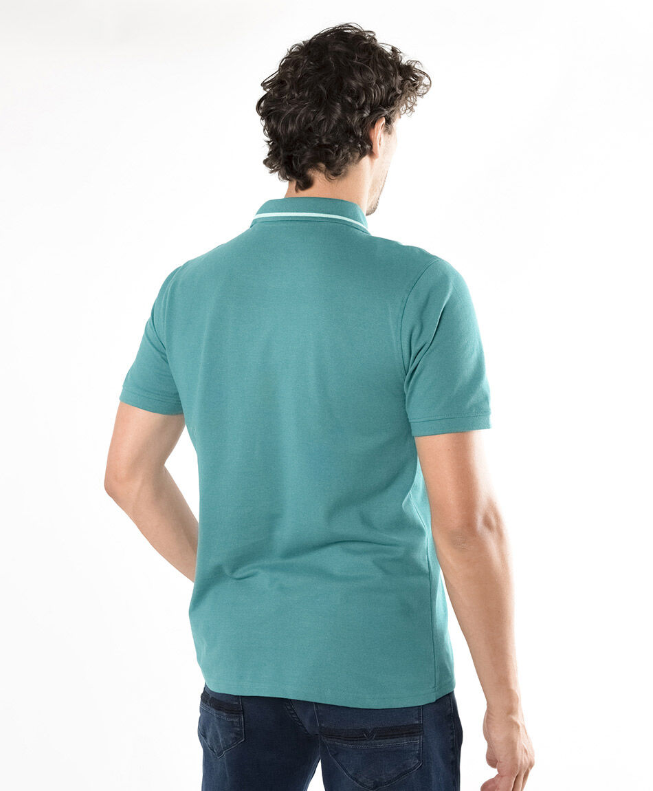 Polera hombre mini print cuello piqu&eacute; colores