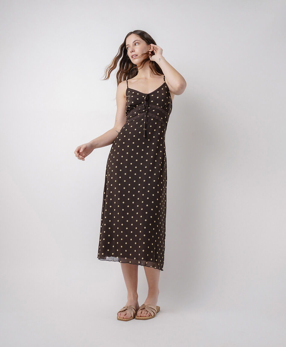 Vestido mujer puntos chocolate