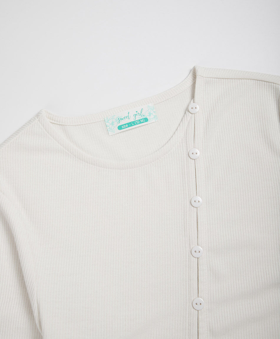 Polera ni&ntilde;a botones white