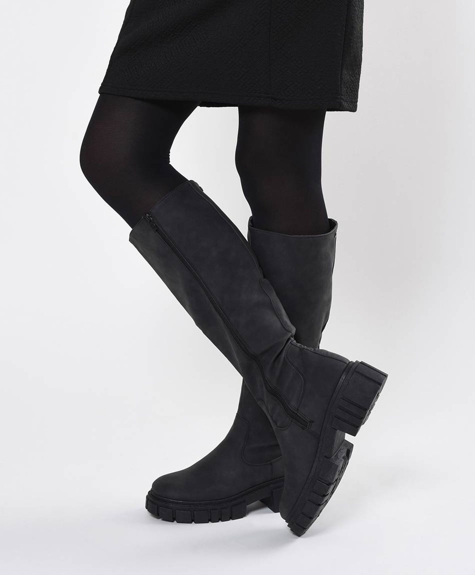 Bota alta mujer bucanera taco cuadrado TRICOT