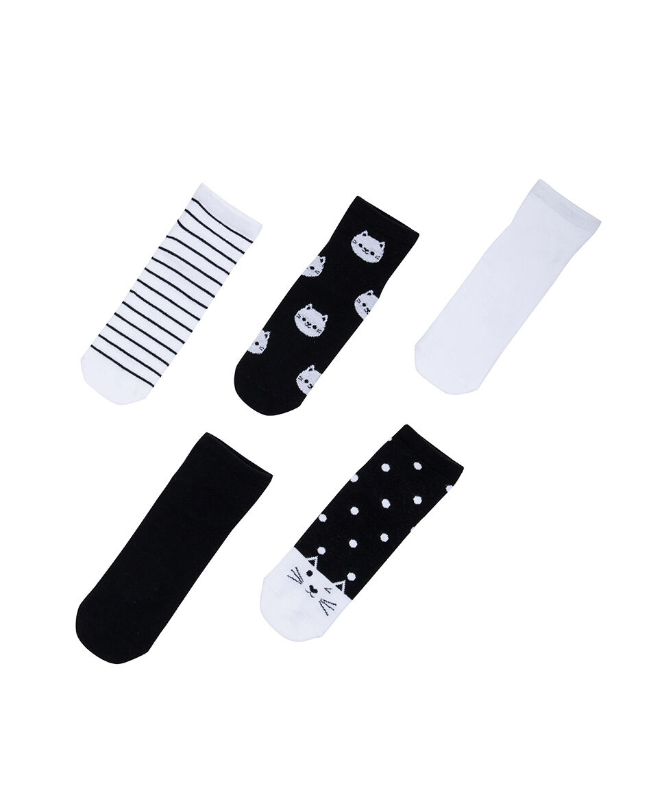 Pack 5 calcetines mujer cortos gatitos