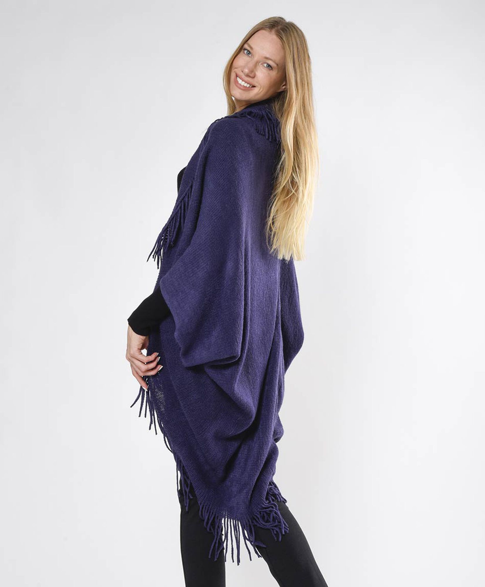 Poncho mujer abierto flecos Poncho mujer abierto flecos
