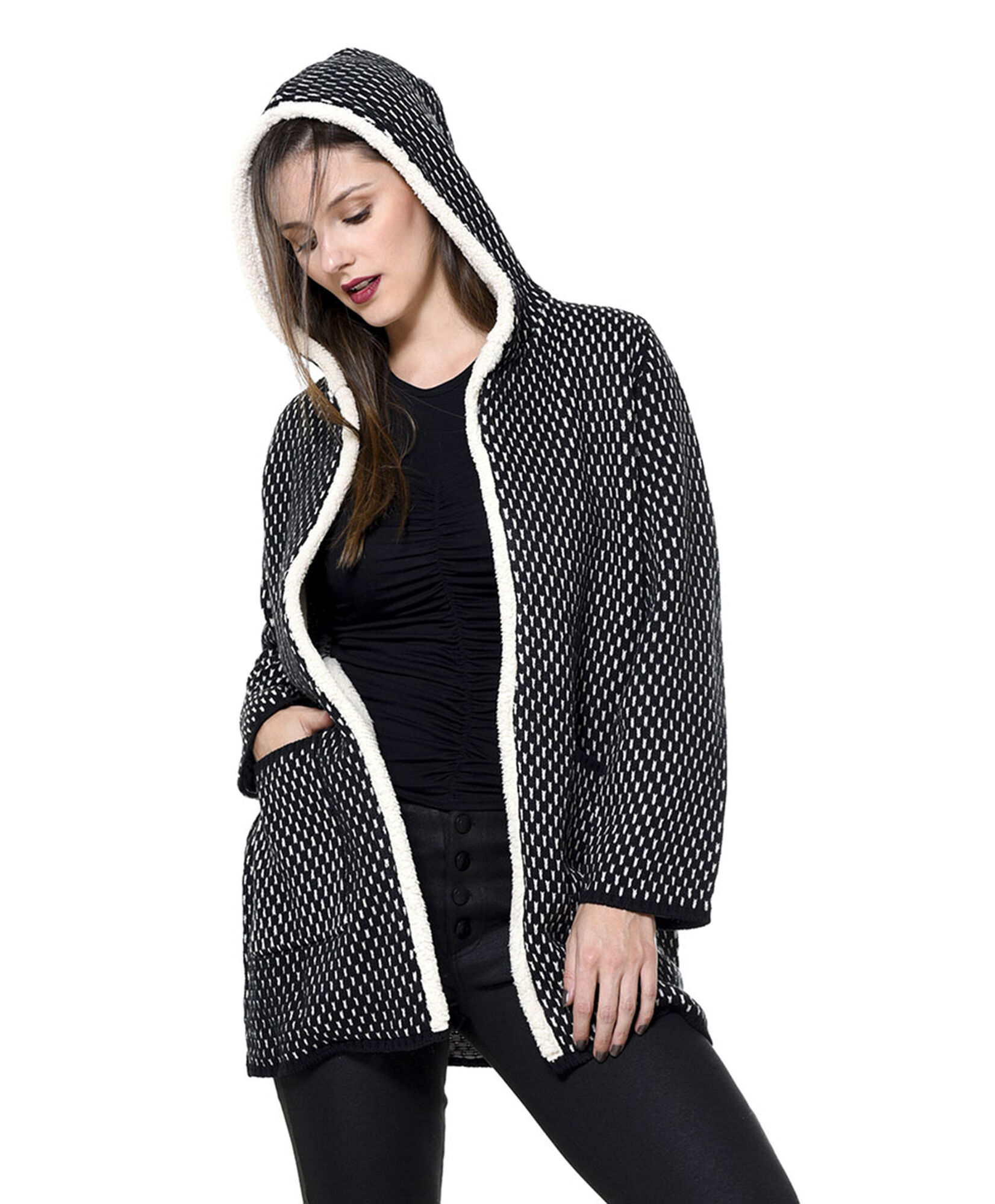 Cardigan jackard con chiporro Cardigan jackard con chiporro