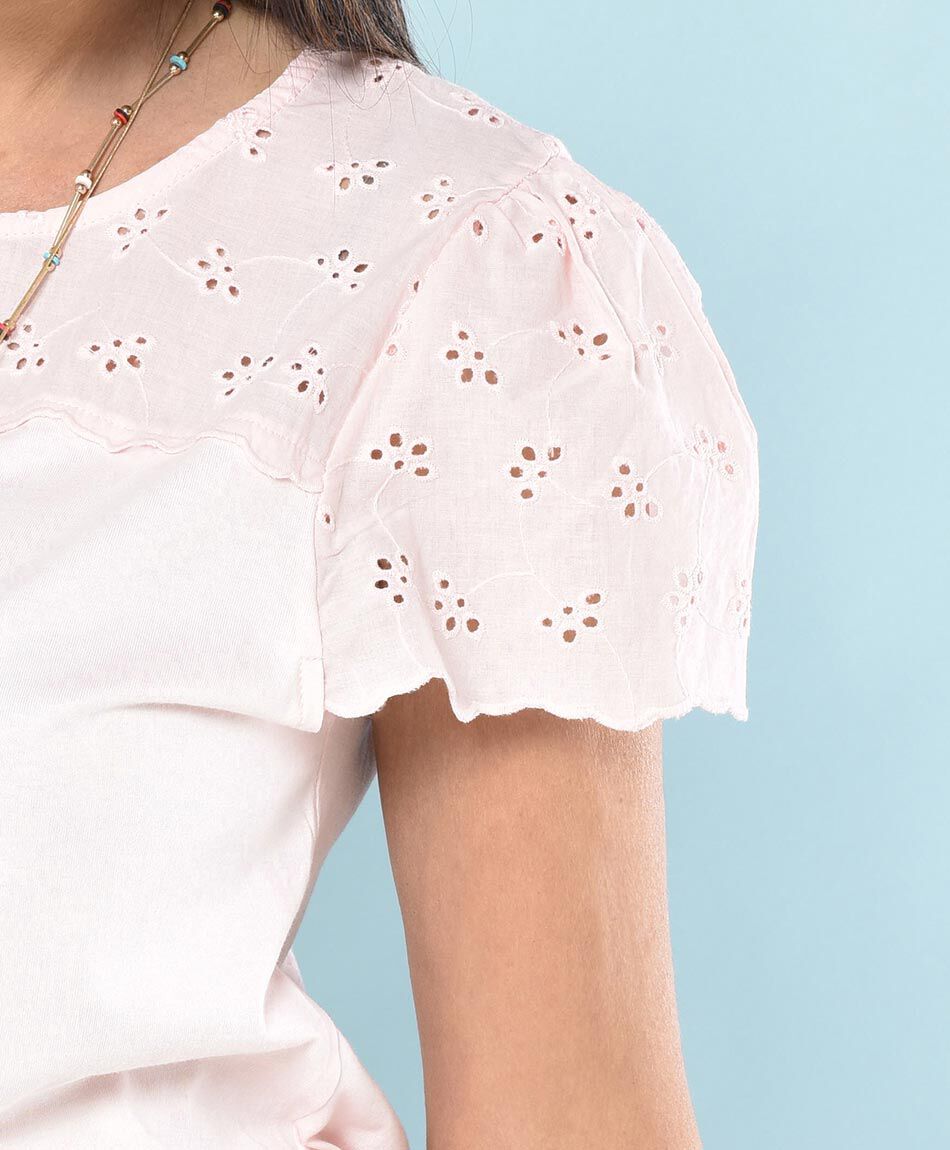 Polera manga corta cuello redondo