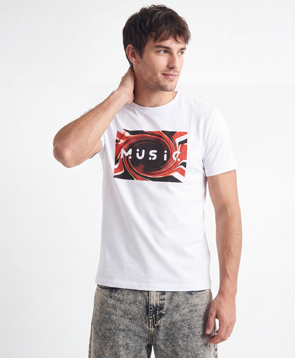 Polera hombre estampado music