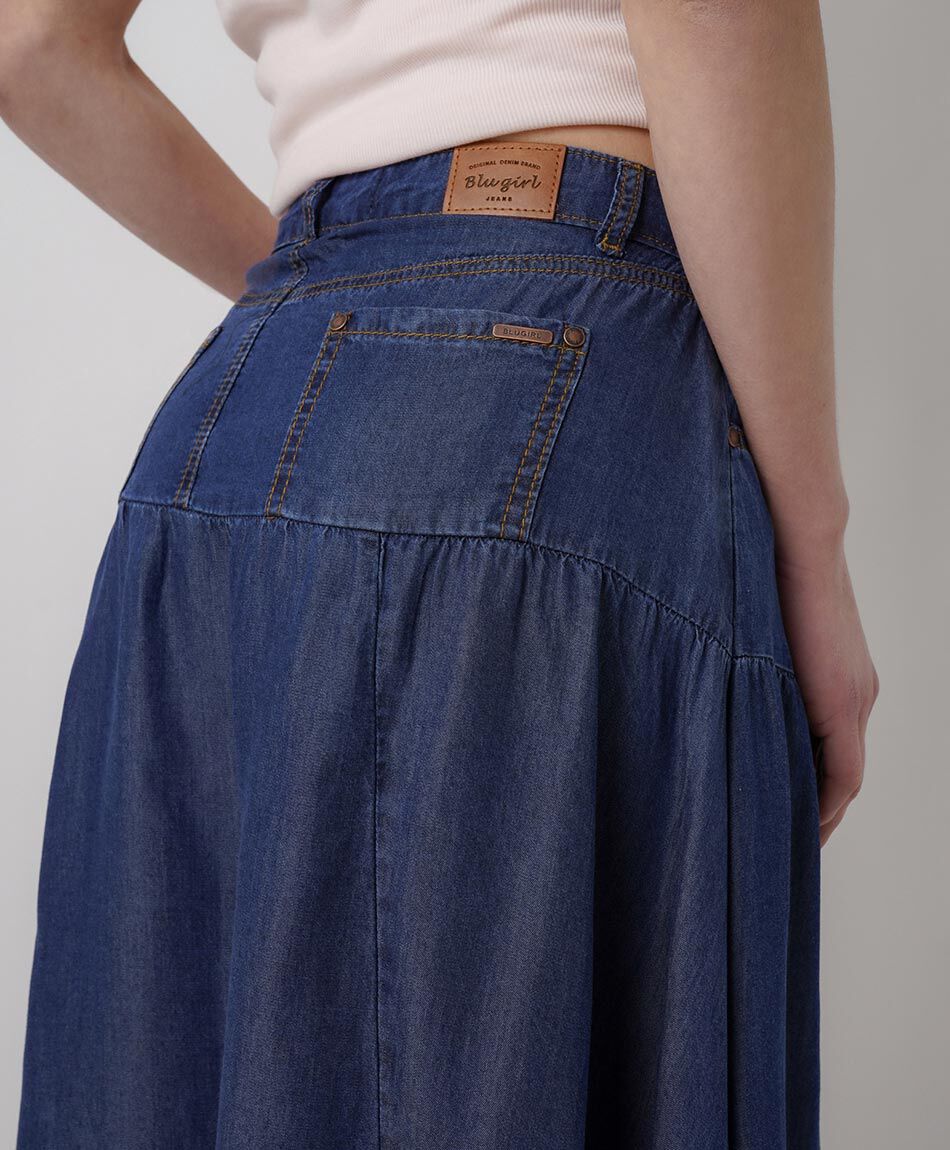 Falda mujer tencel bolsillos