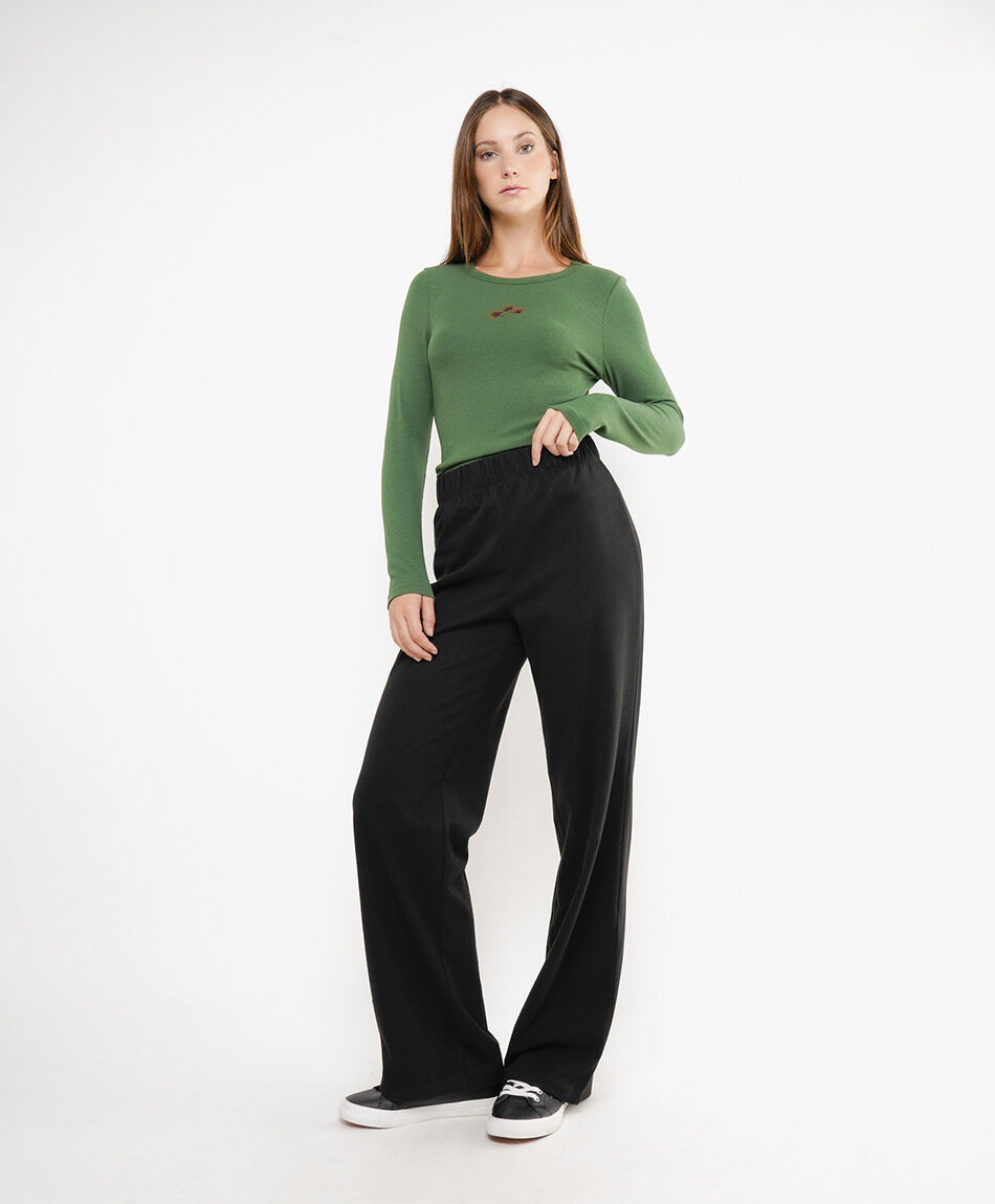 Pantal&oacute;n mujer wide leg tiro alto