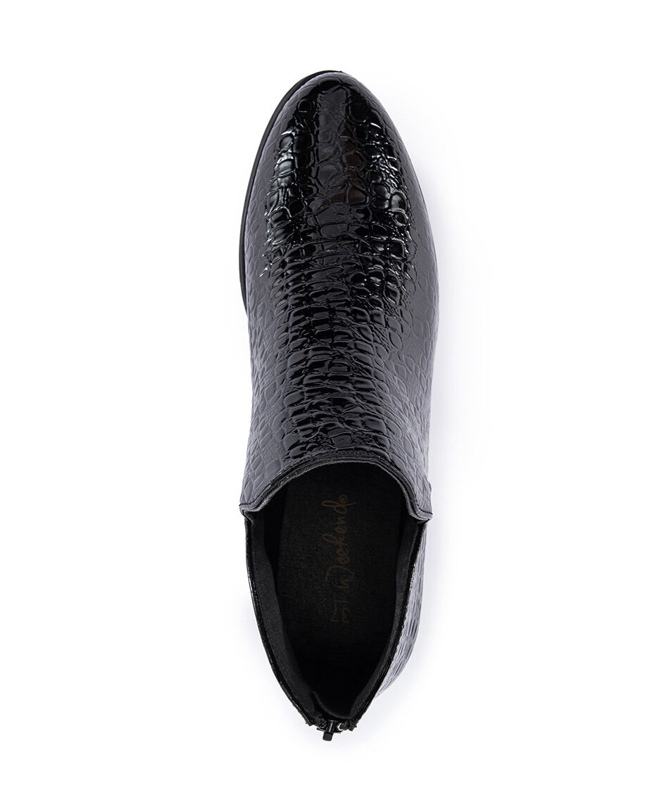 Bot&iacute;n mujer negro estampado serpiente