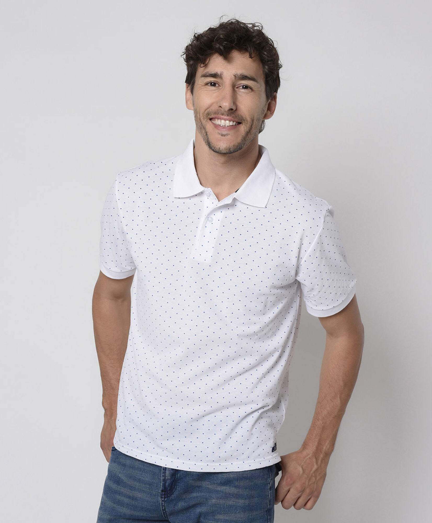 Polera hombre puntos cuello piqué Polera hombre puntos cuello piqué
