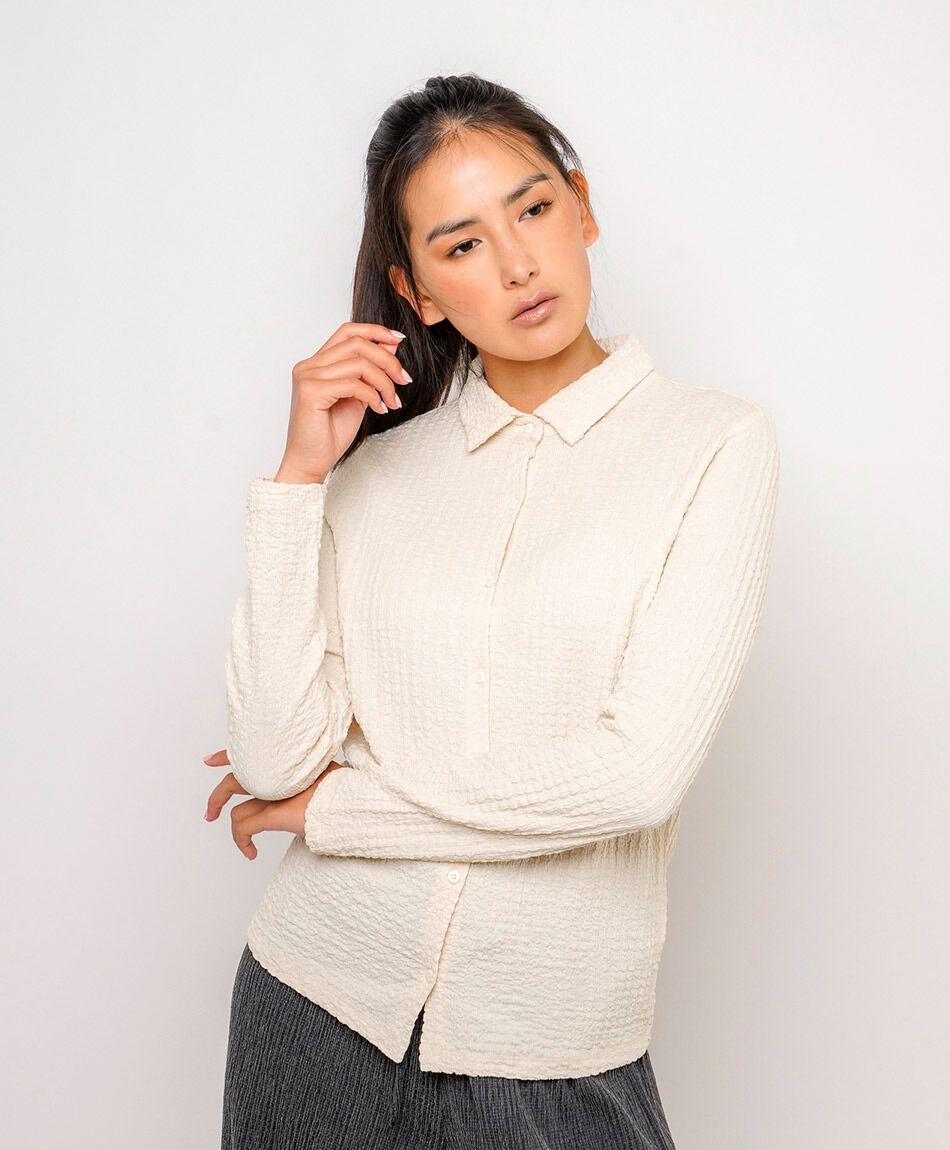 Blusa mujer jacquard botones