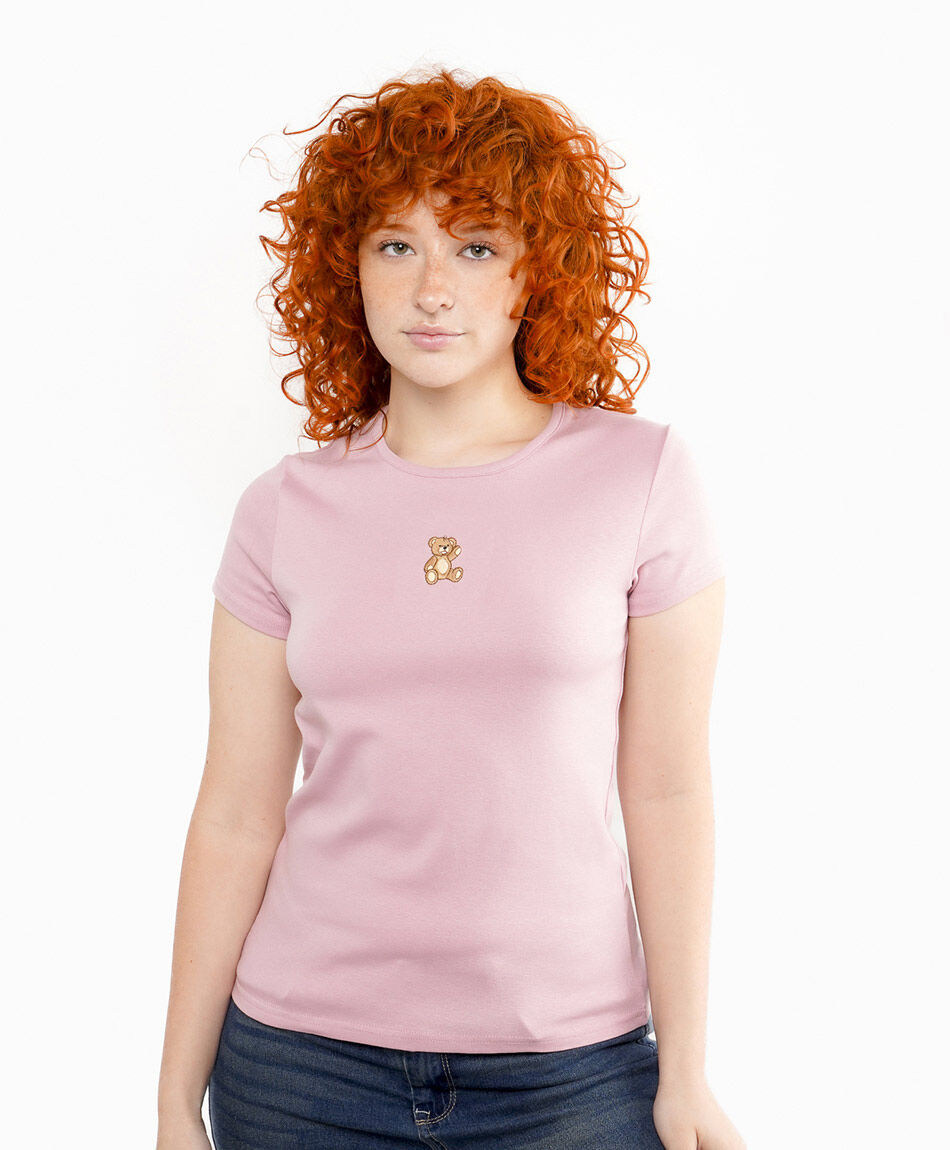 Polera mujer estampado osito pink