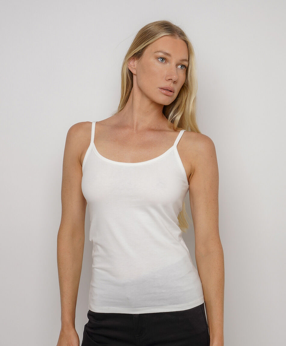 Polera mujer b&aacute;sica pabilo blanca
