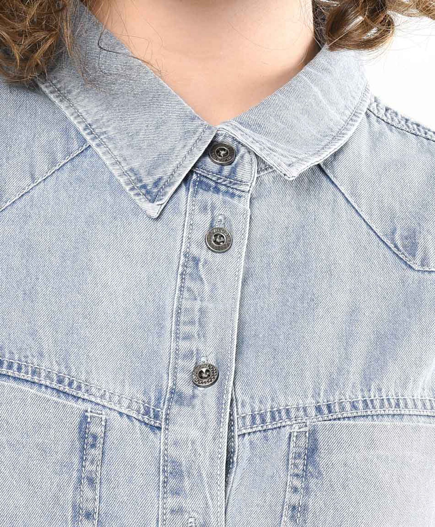 Blusa mujer denim doble bolsillo Blusa mujer denim doble bolsillo