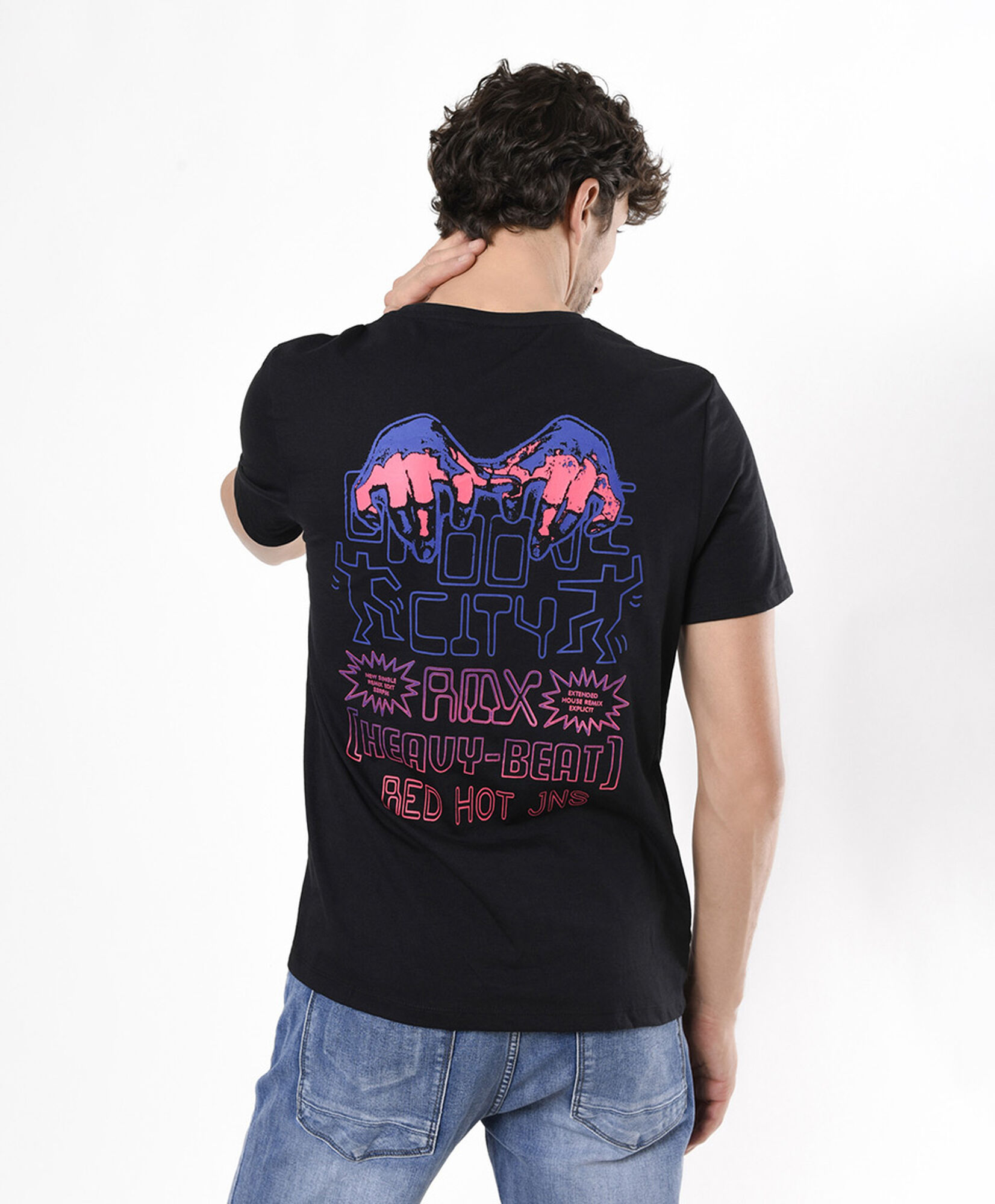 Polera hombre doble estampado neón Polera hombre doble estampado neón