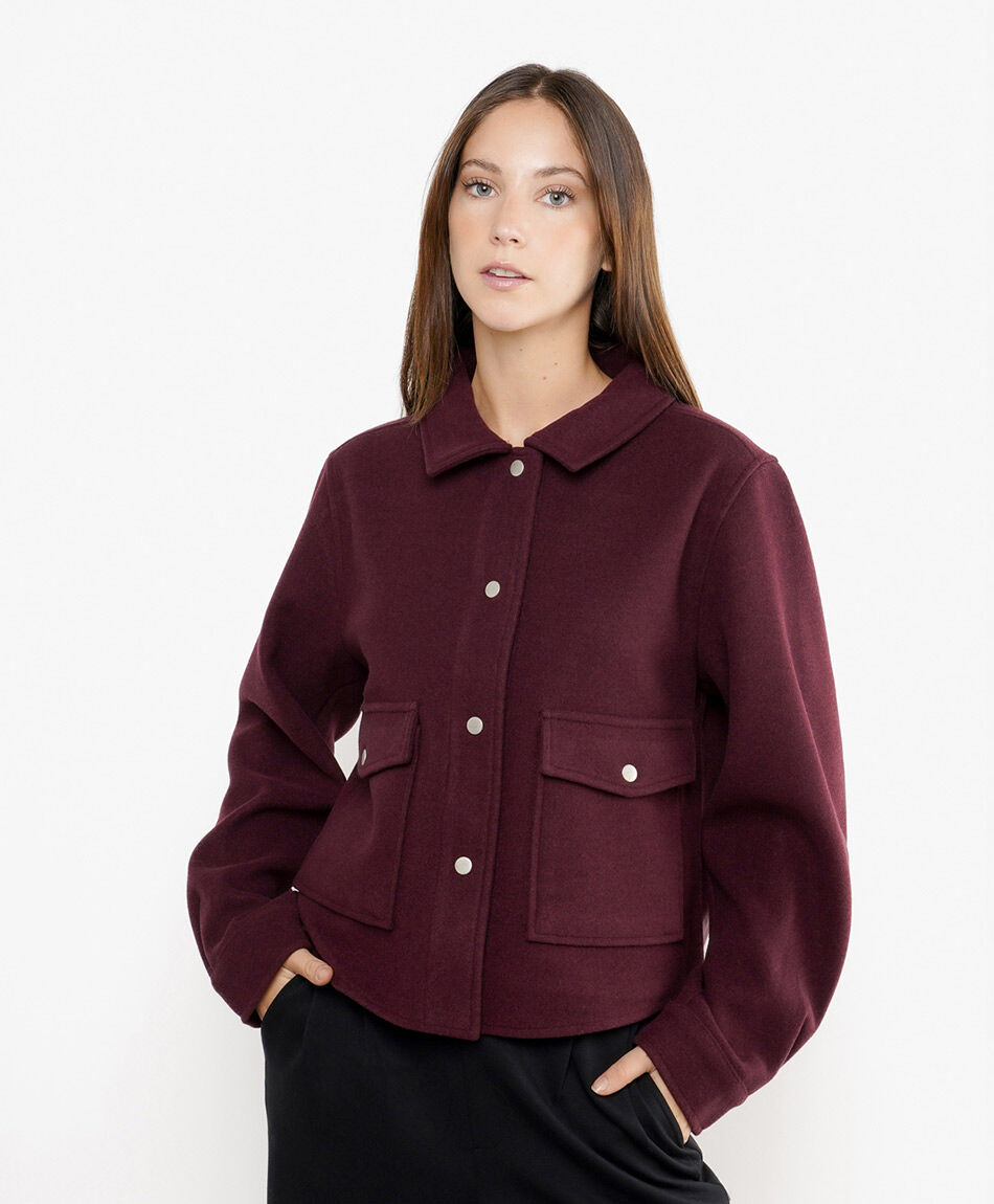 Chaqueta mujer bolsillo doble burdeo