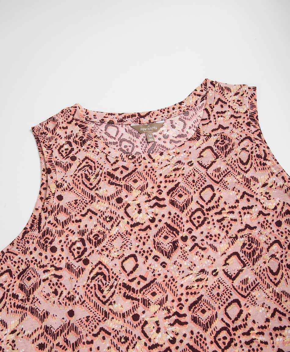Polera mujer estampada sin mangas