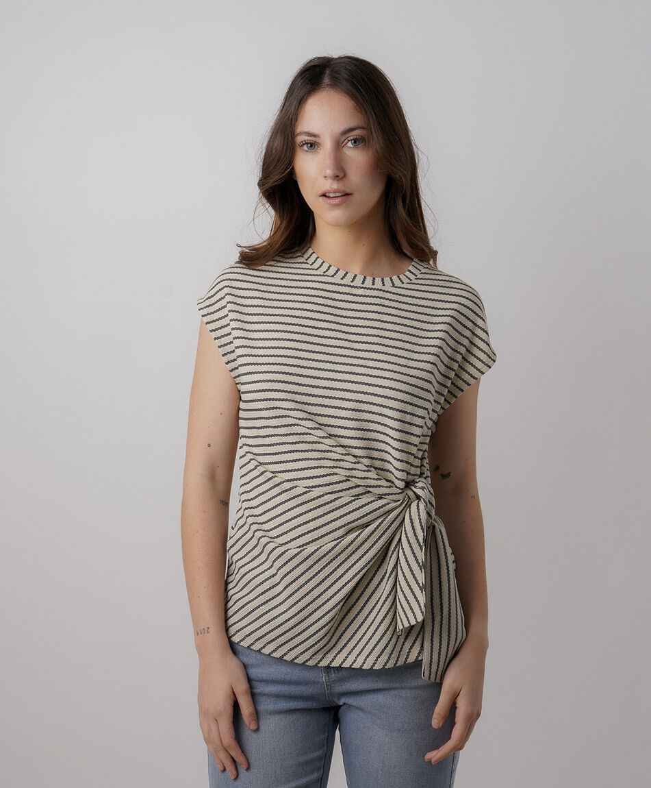 Polera mujer rayas nudo