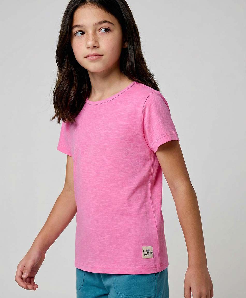 Polera ni&ntilde;a b&aacute;sica rosada