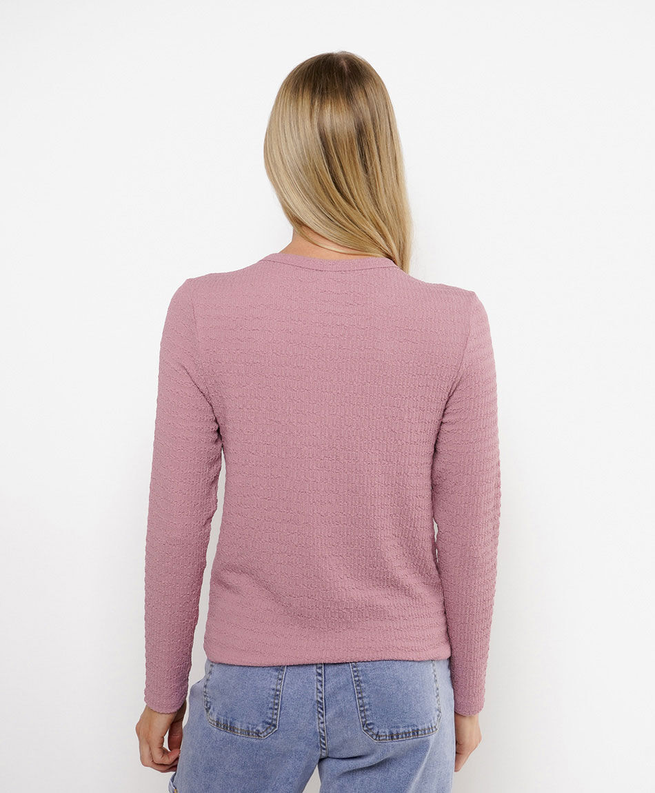 Polera mujer texturizada rosada