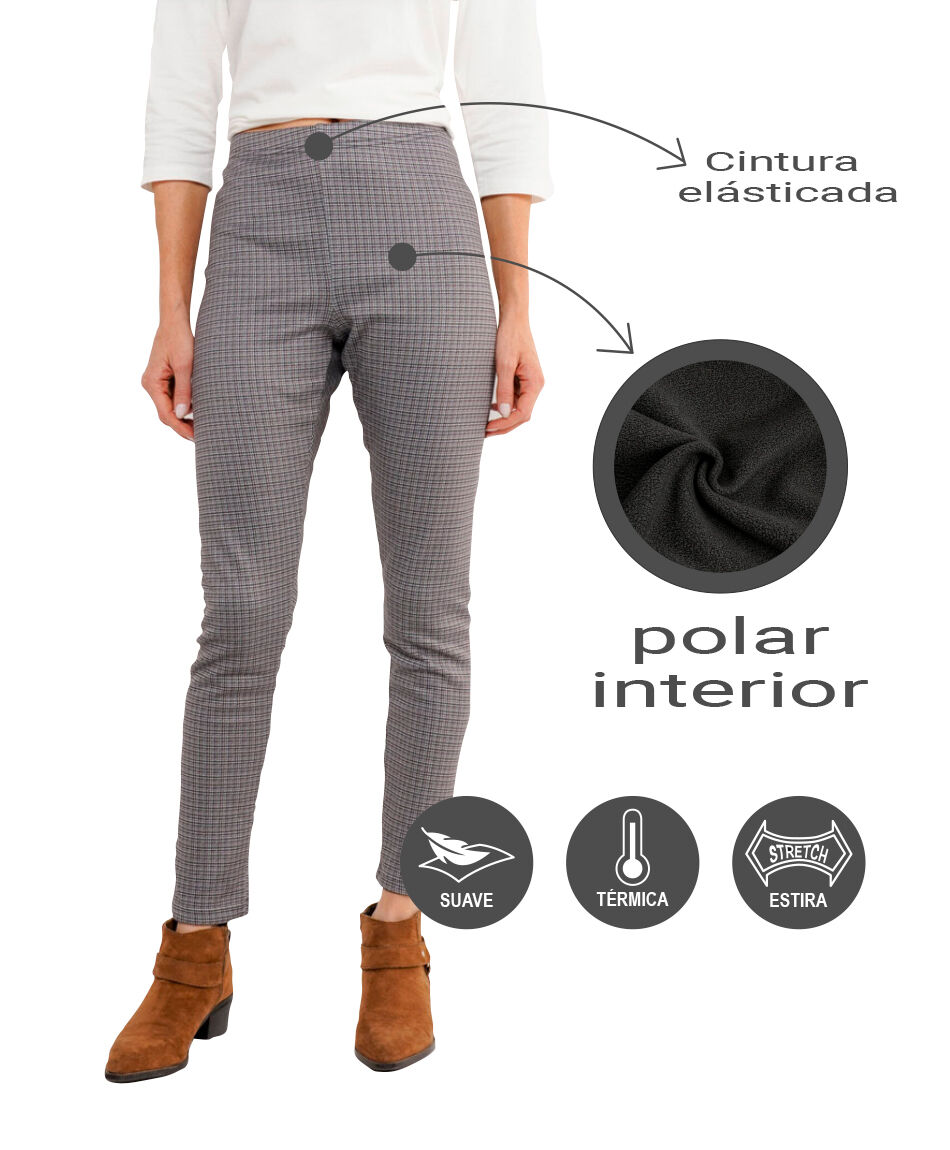 Leggins mujer forrada cuadrill&eacute; mix