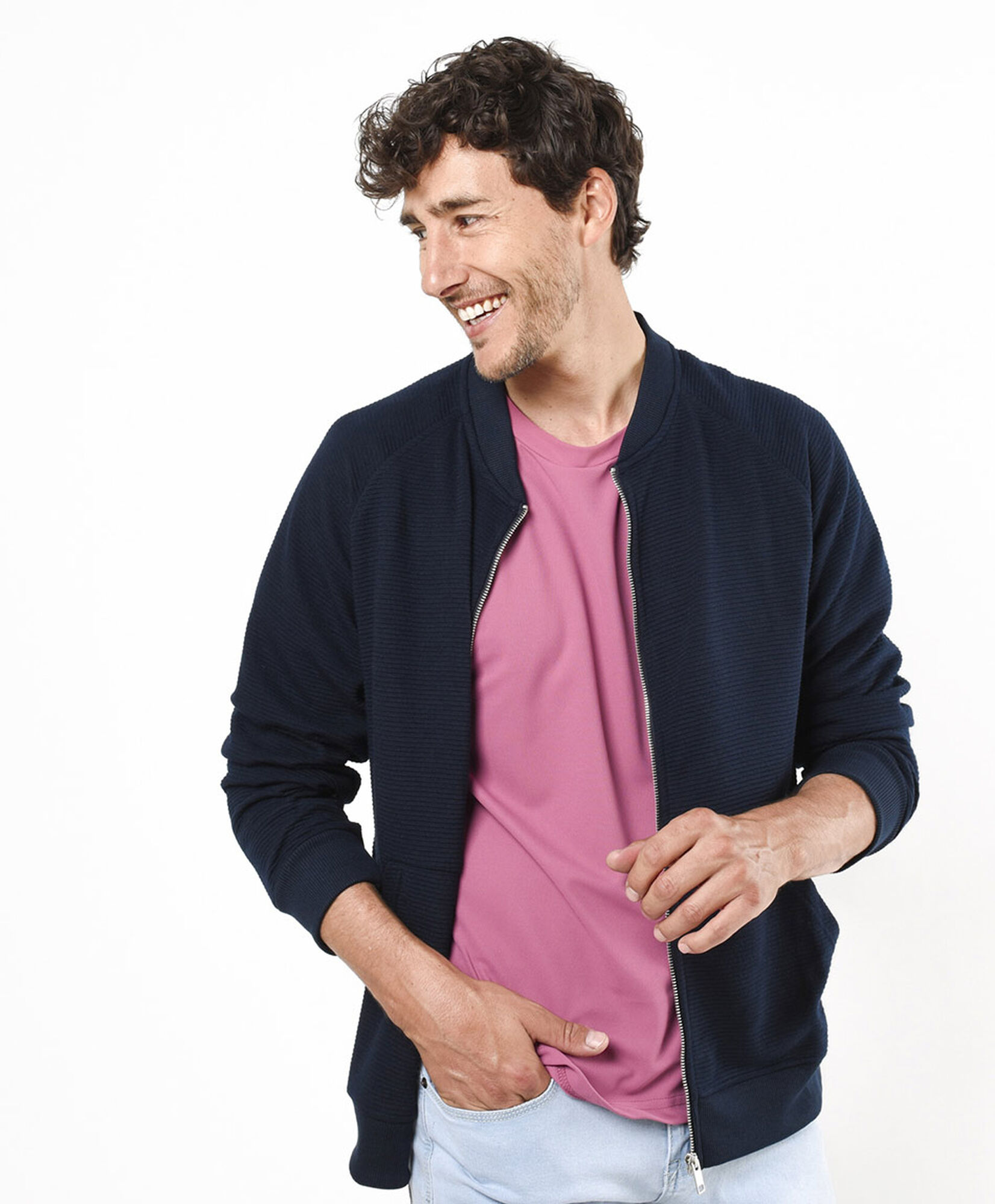 Chaqueta hombre jacquard azul oscuro Chaqueta hombre jacquard azul oscuro