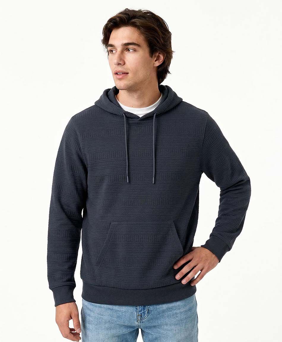 Poler&oacute;n hombre con capucha azul navy