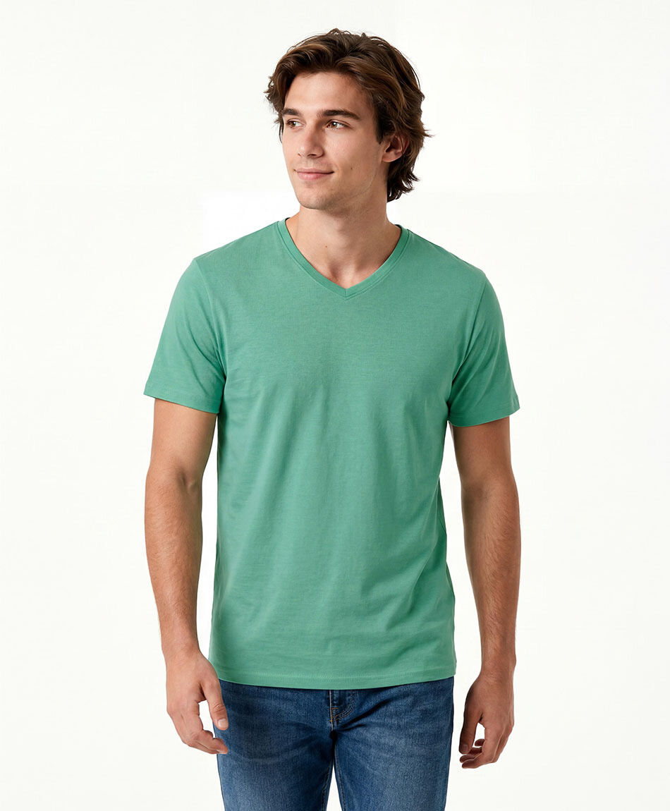 Polera hombre cuello en v lisa