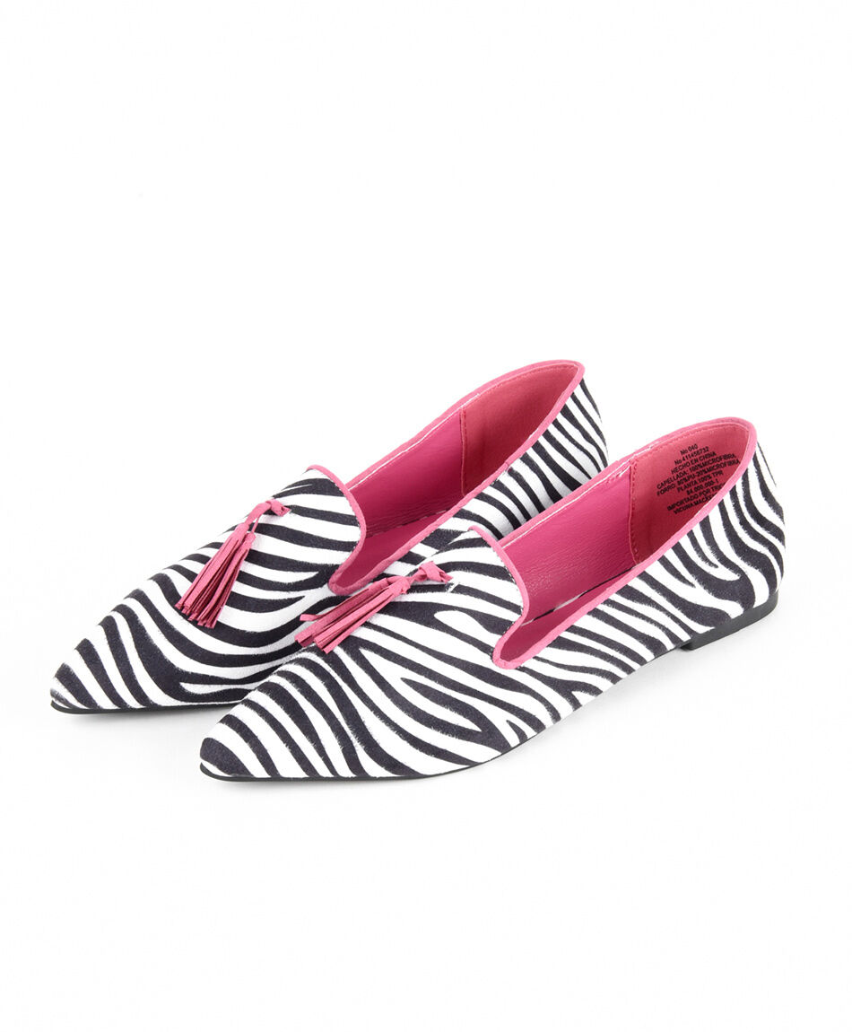 Zapato mujer fleco cebra