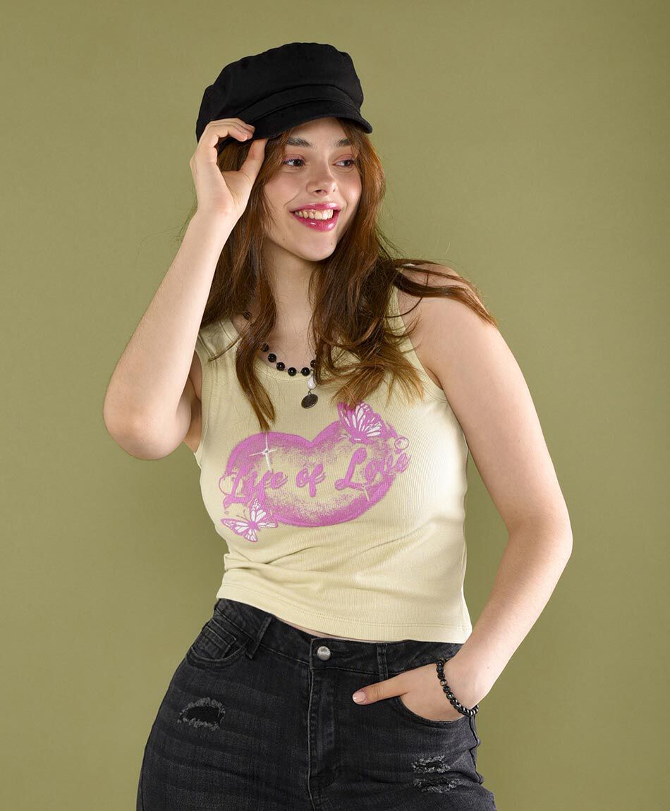 Polera sin mangas cuello redondo