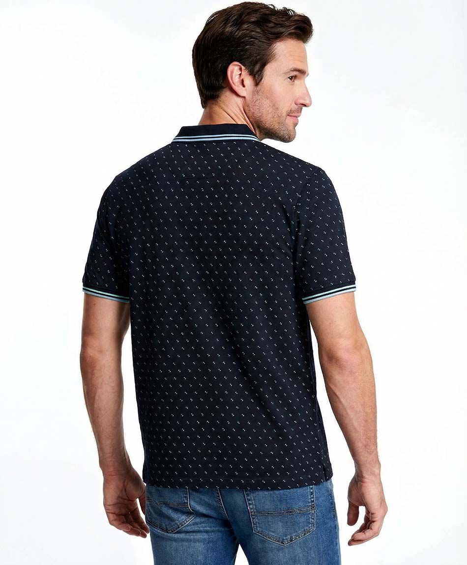 Polera hombre cuello polo linea celeste