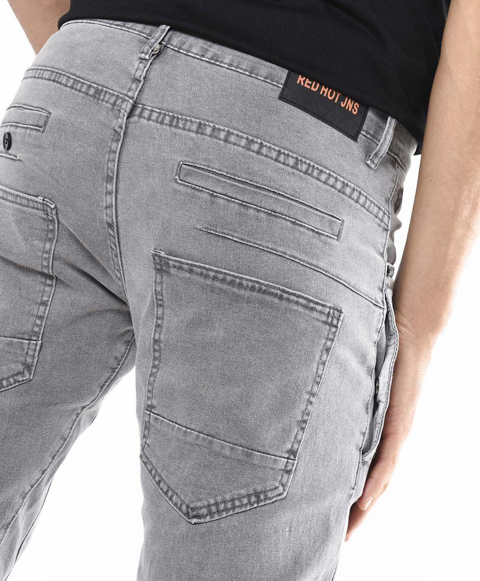 Jeans hombre bolsillos gris skinny fit