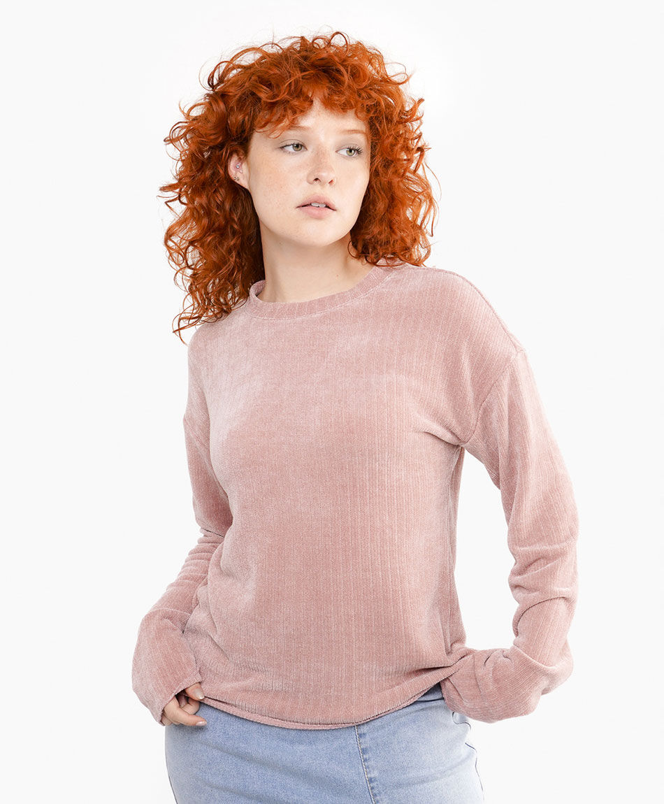 Sweater mujer chenille pink