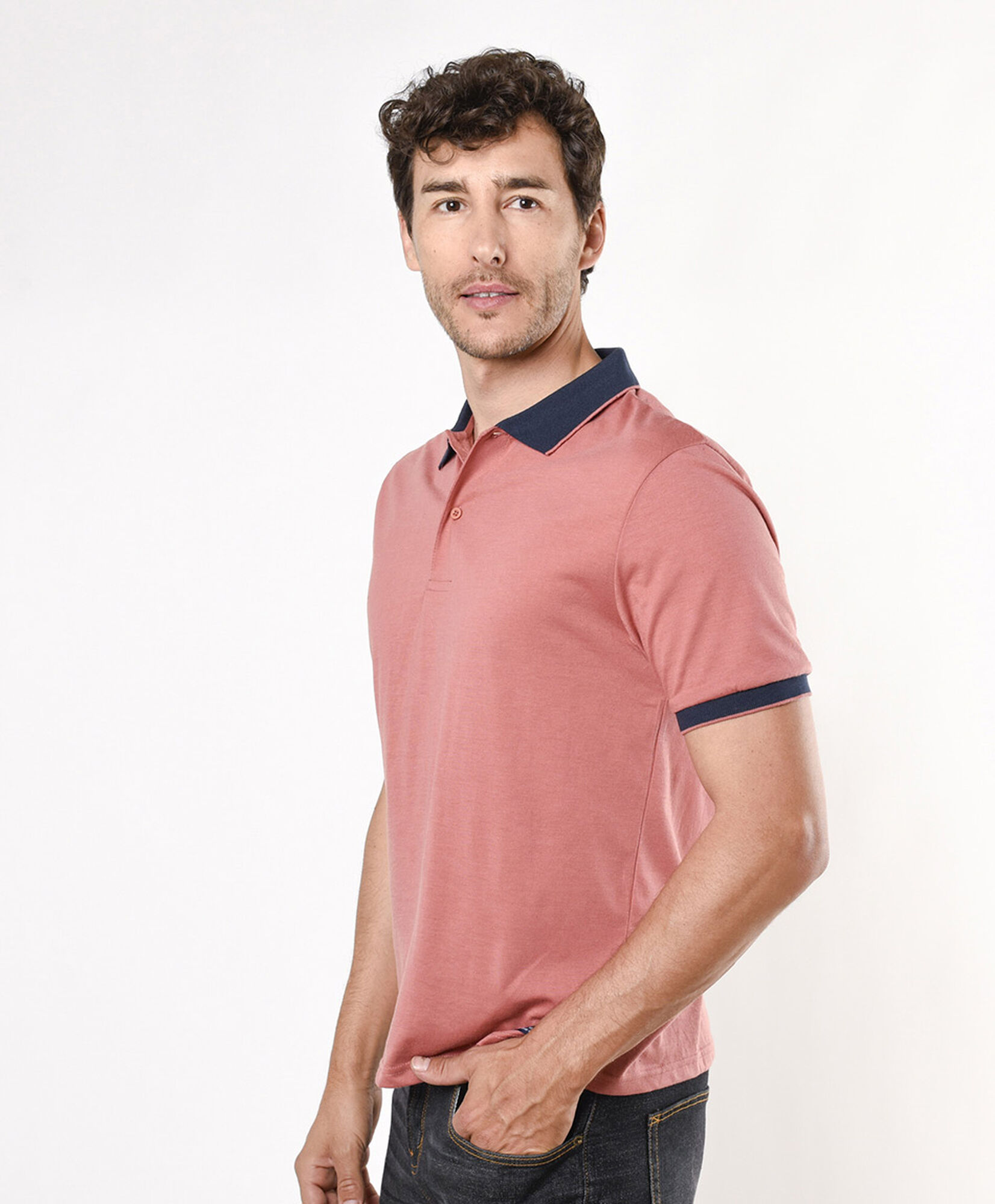 Polera hombre bicolor cuello piqué Polera hombre bicolor cuello piqué