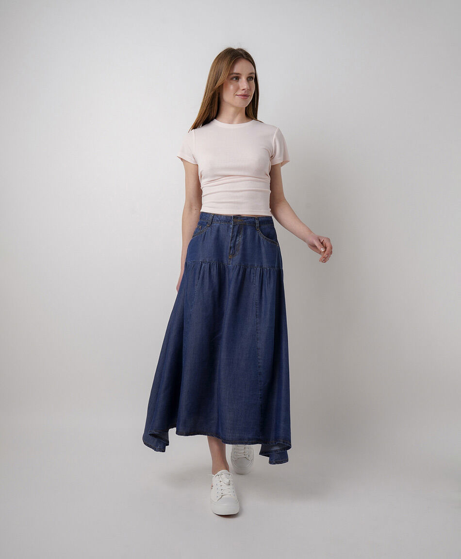 Falda mujer tencel bolsillos