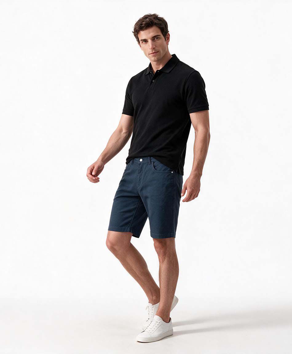 Short hombre jacquard azul algod&oacute;n
