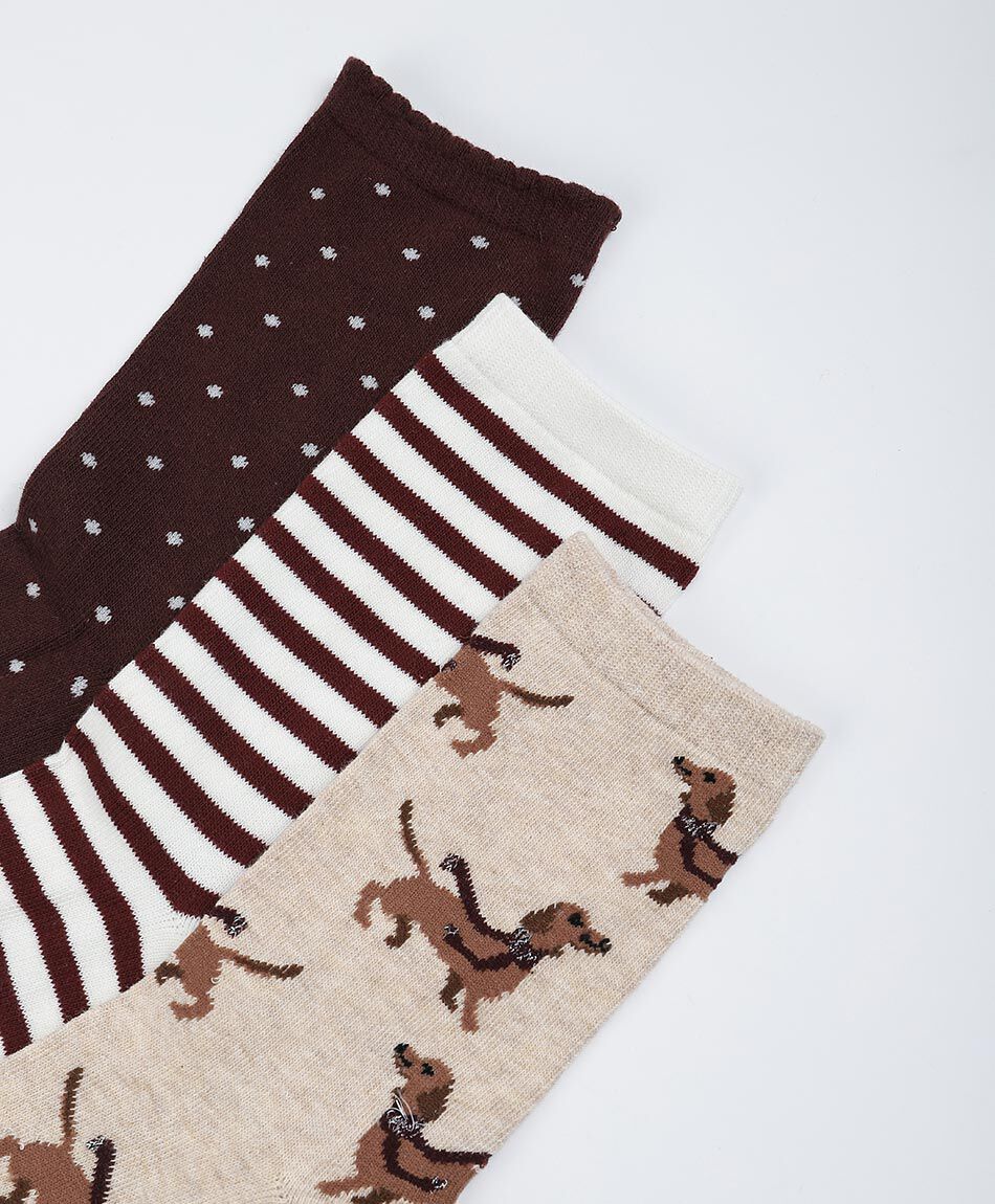 Pack 3 calcetines mujer medium brown