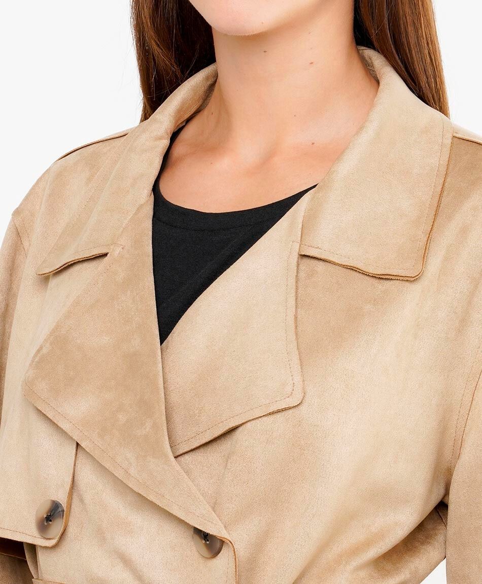 Abrigo mujer trench liso beige