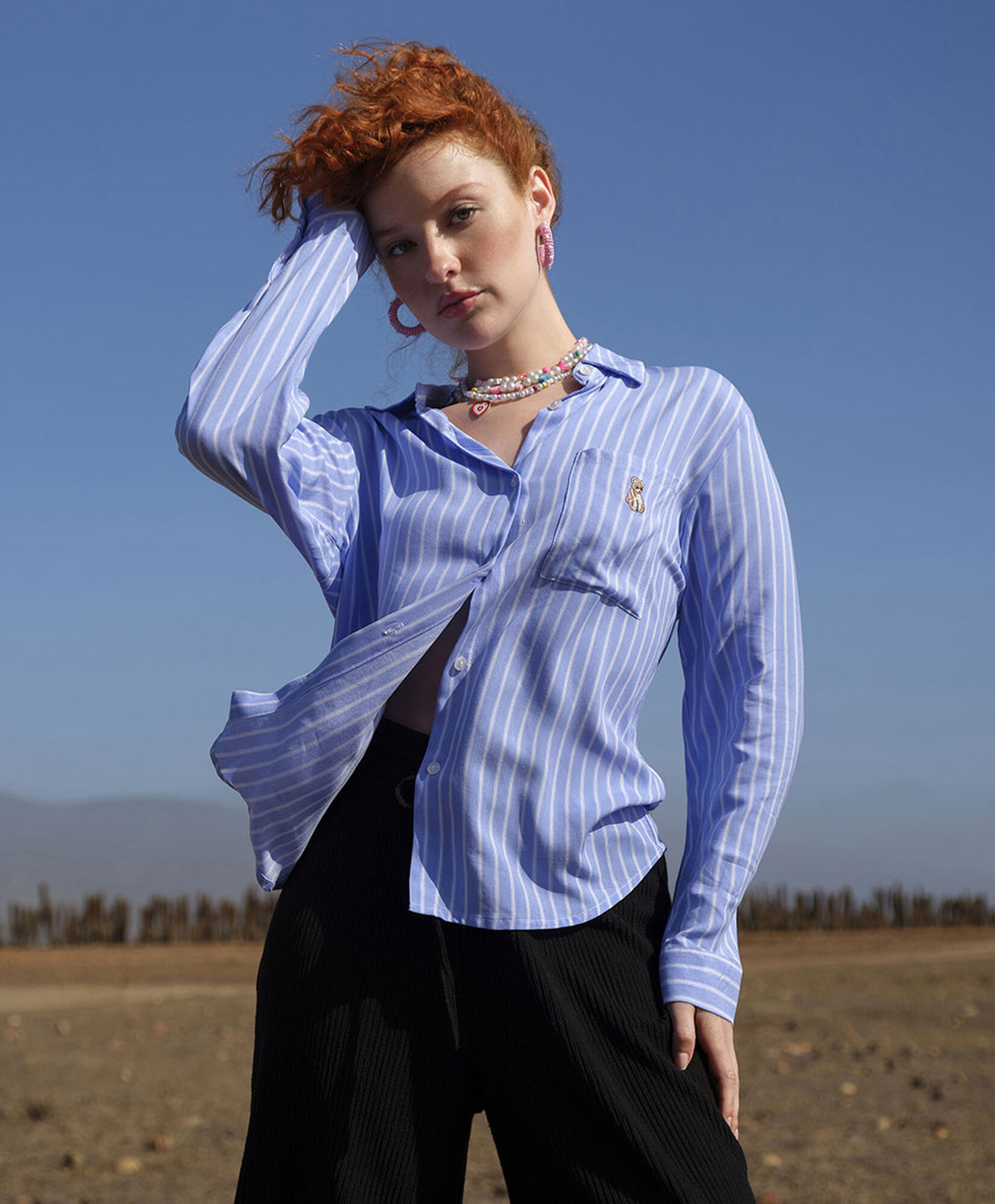 Blusa mujer líneas oso bordado Blusa mujer líneas oso bordado