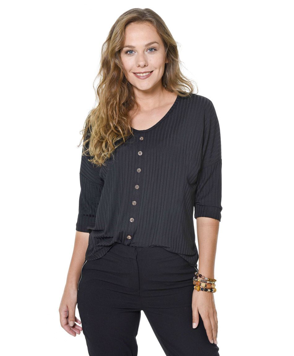 Polera rib botones