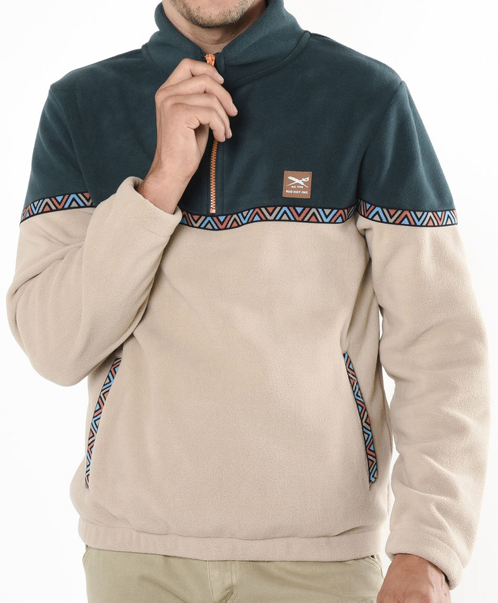 Polerón hombre polar bicolor medio cierre Polerón hombre polar bicolor medio cierre