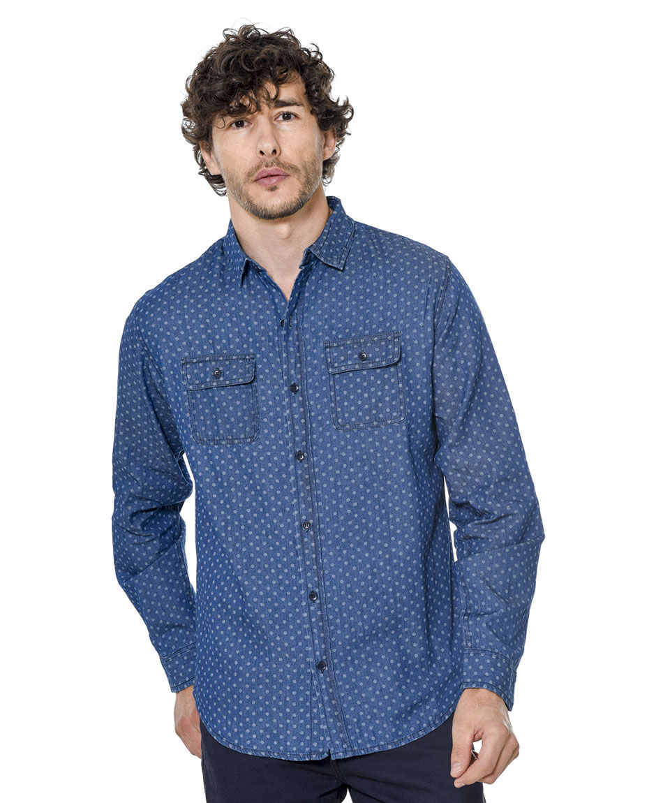 Camisa mezclilla estampada