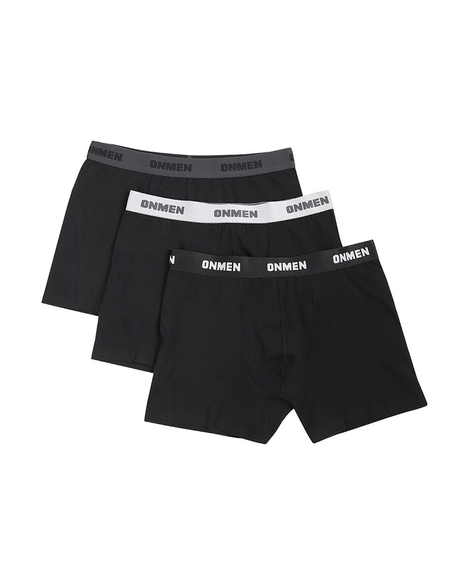 Pack  3 boxer hombre liso negro