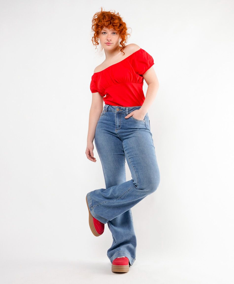 Jeans mujer basta ancha flare