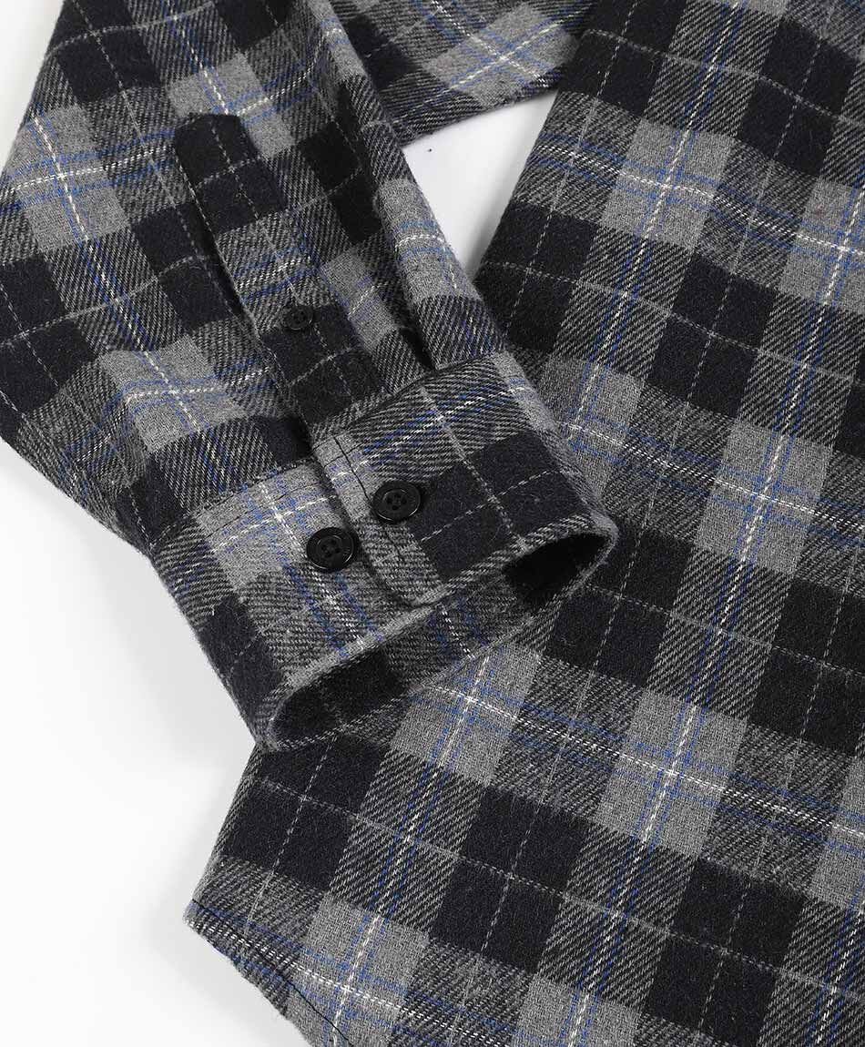 Camisa hombre franela escoc&eacute;s gris