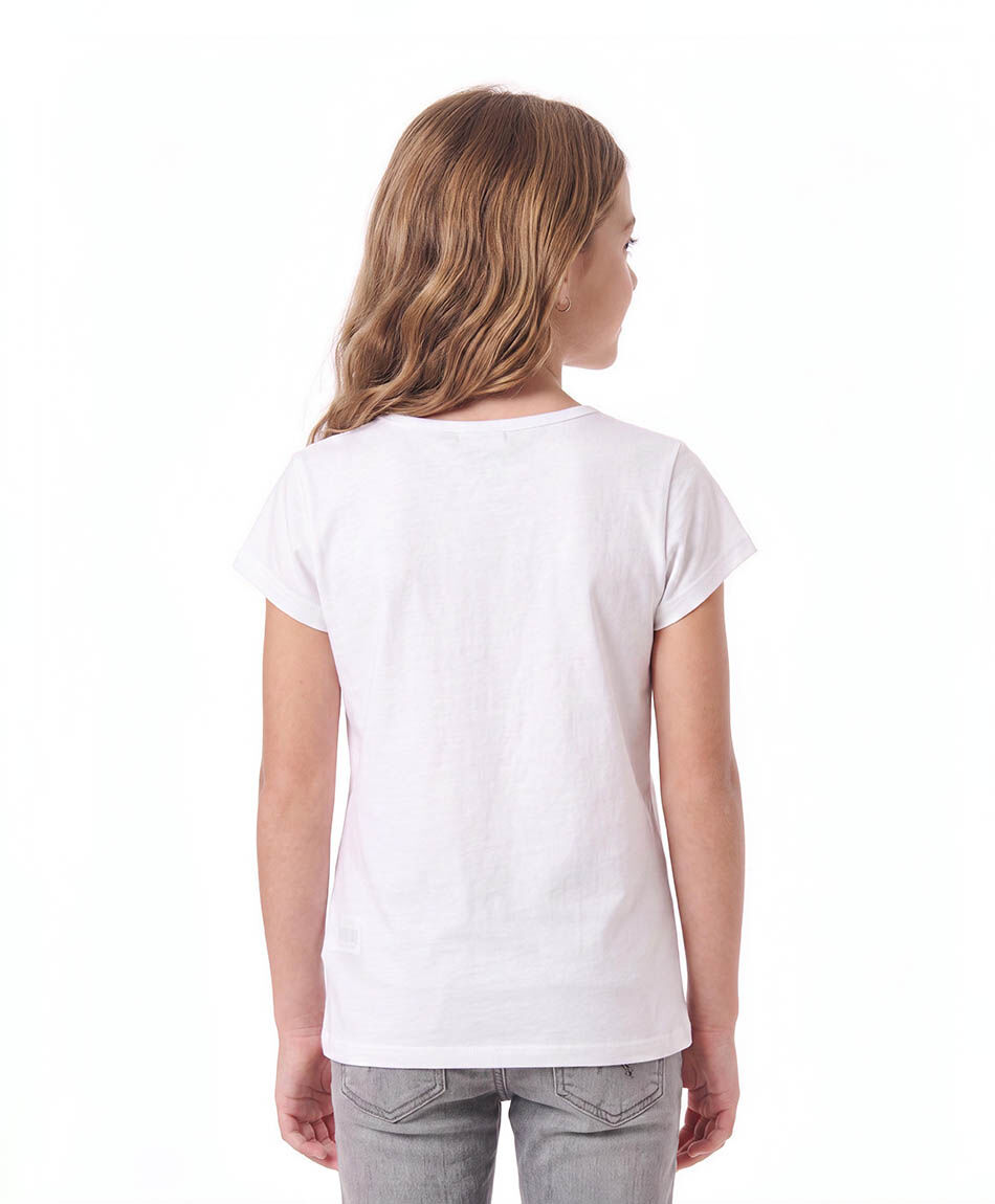 Polera ni&ntilde;a b&aacute;sica blanca