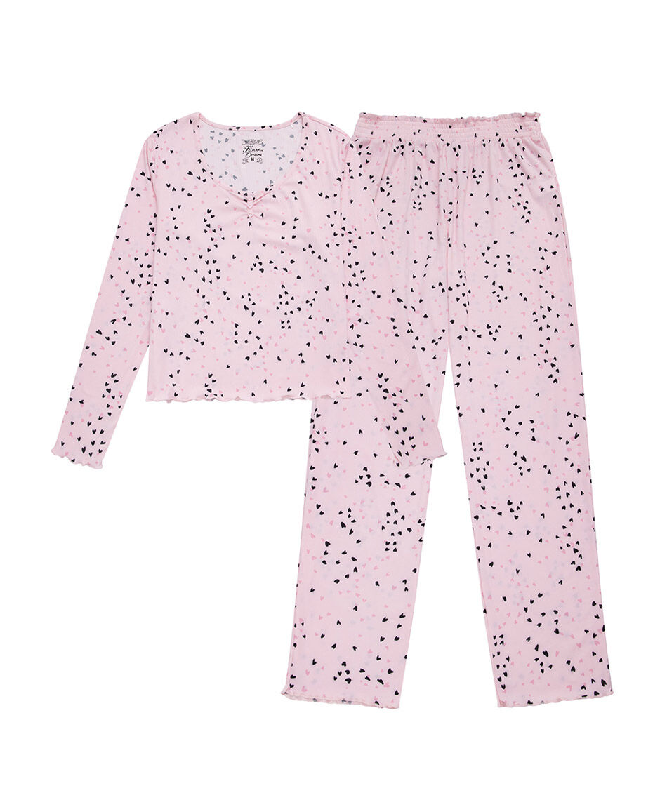 Pijama mujer corazones acanalado