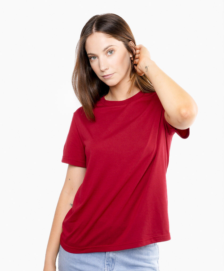 Polera mujer manga corta cl&aacute;sico rojo