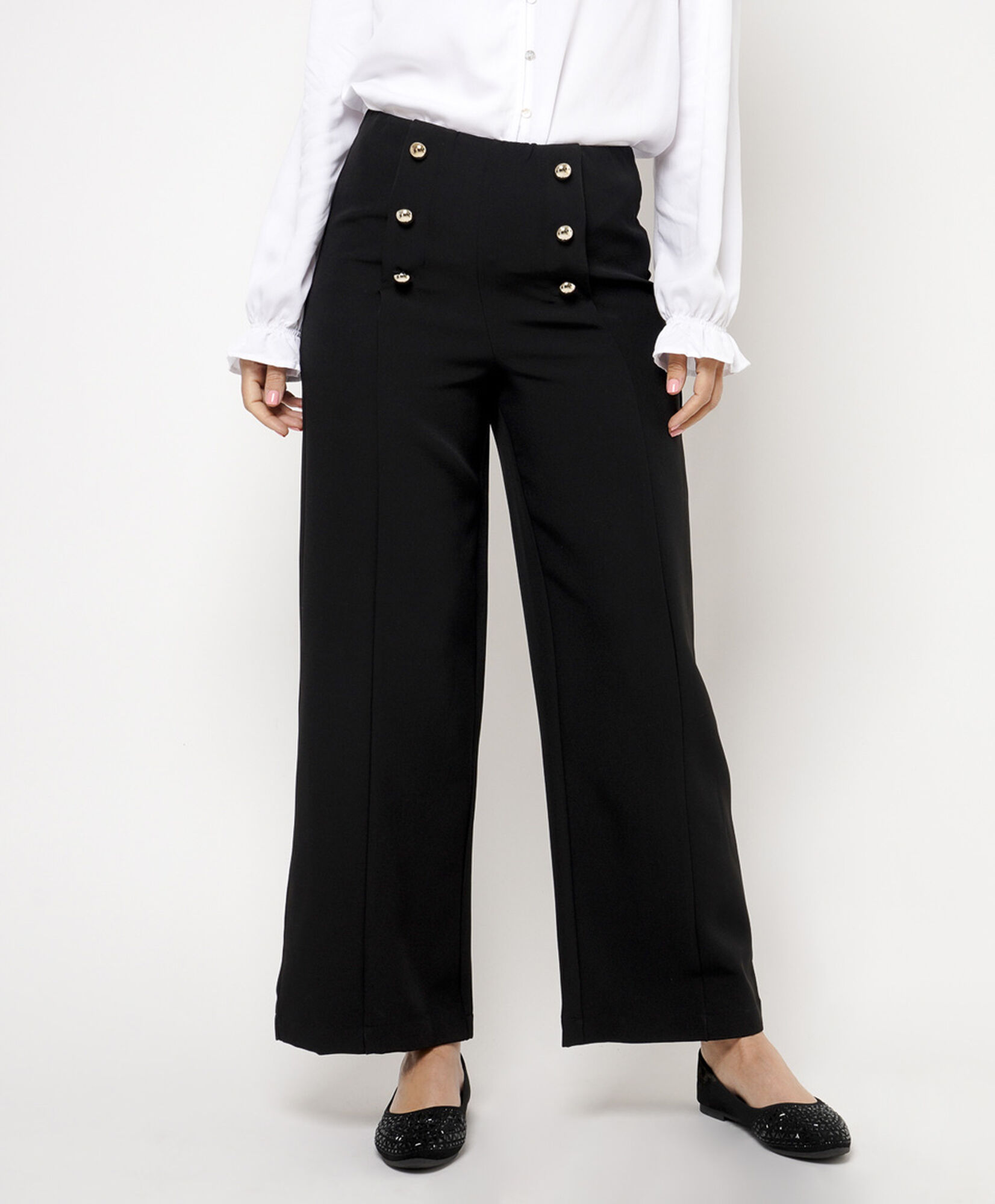 Pantalón mujer botones wide Pantalón mujer botones wide