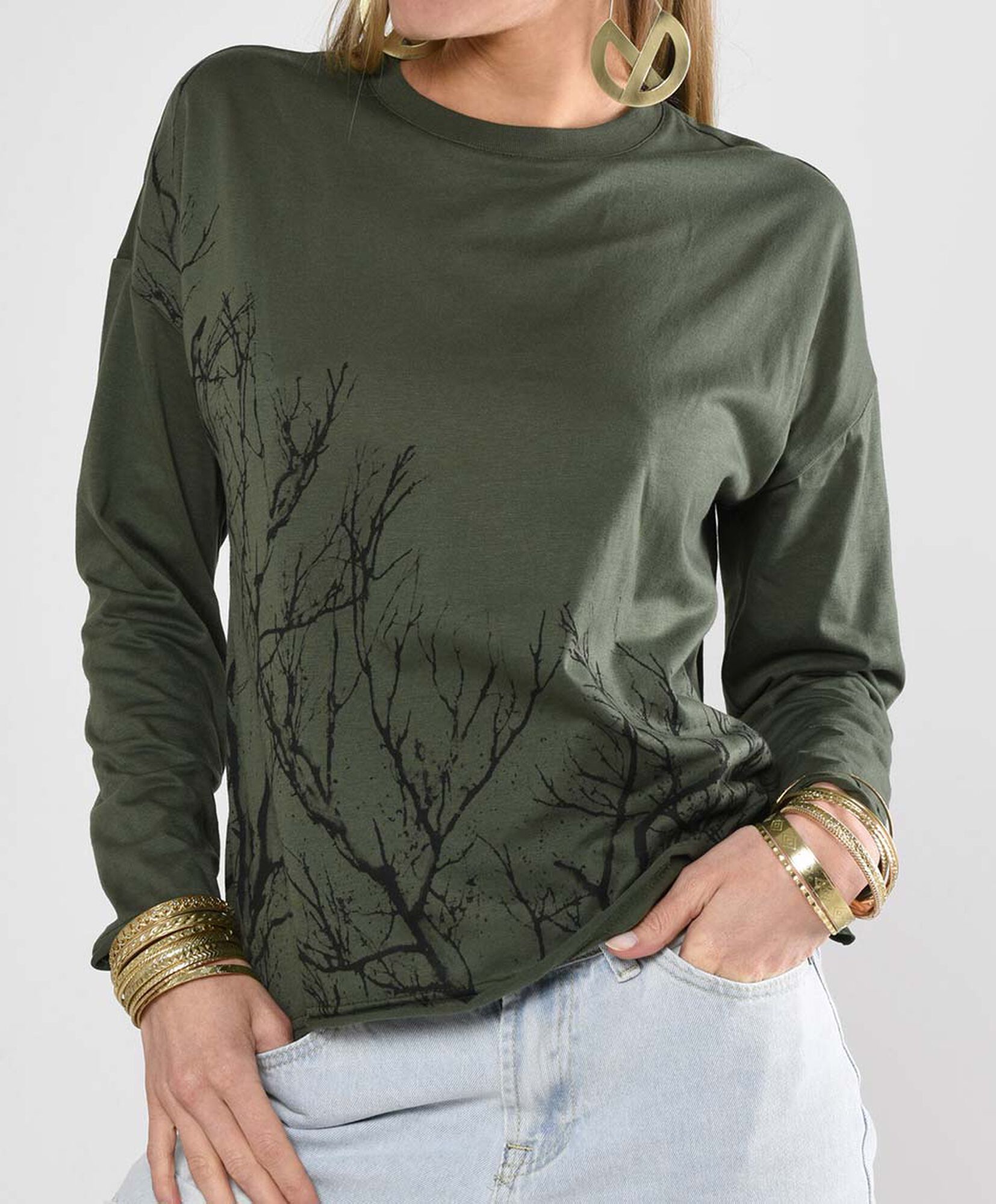 Polera mujer estampada manga larga Polera mujer estampada manga larga